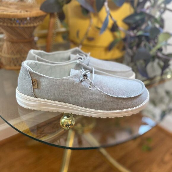 HEYDUDE Women's Grey and Tan Loafers - Picture 1 of 8